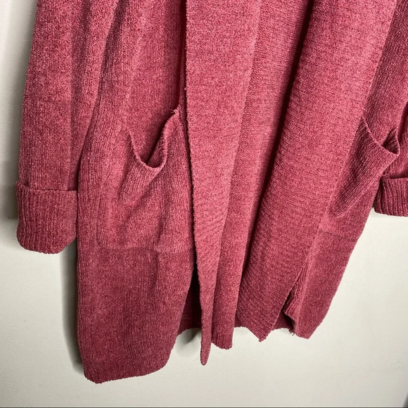 Barefoot Dreams Cozy Chic Lite Rust Knit Long Cardigan Pockets Size Small - Picture 7 of 9